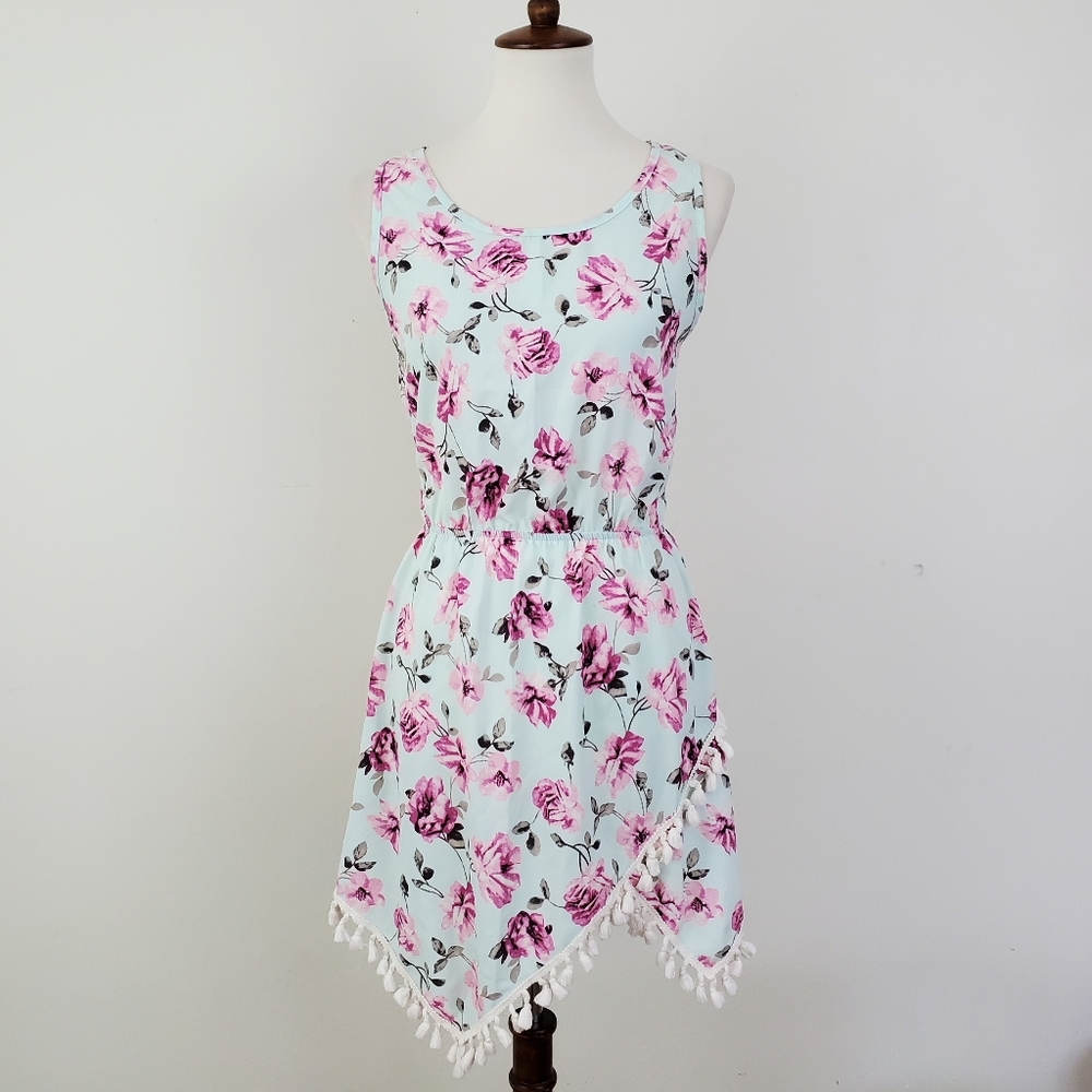 Steezyer Floral Fringe Hem Dress